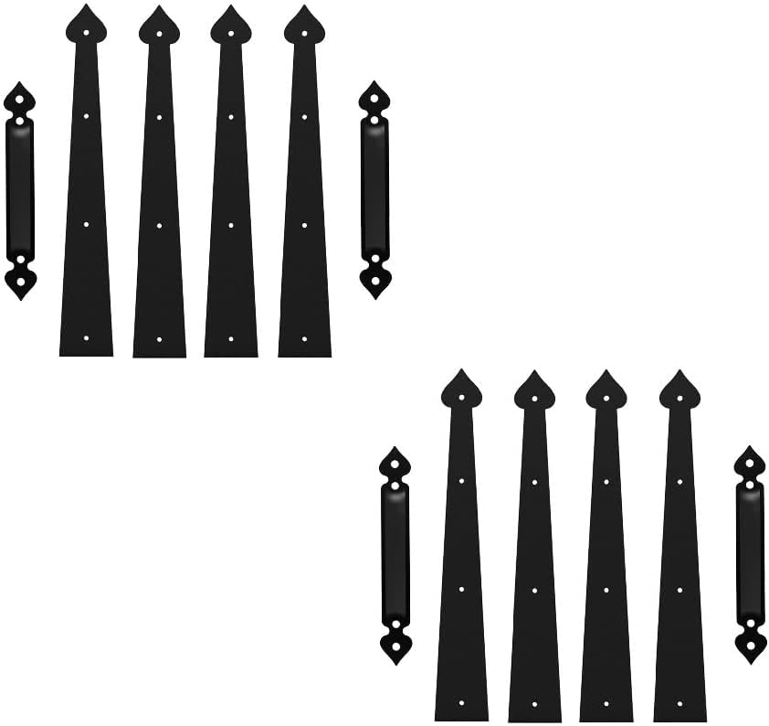 Metal Garage Door Hardware Decorative Carriage House Accents Dummy Hinges Screw Mounted 12 PCS Black (Style 06)