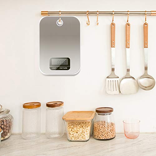 Food Scale, Hangable Digital Kitchen Weight Grams and Ounces for Baking and Cooking, 1g Division, Stainless Steel - Thumbnail 2