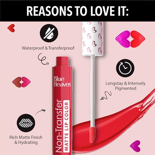 Image of Blue Heaven Lip Kicks Non Transfer Lip color Pack of 14, Liquid Matte Lipsticks for Women, Long lasting and Hydrating Lipsticks, 19.6ml
