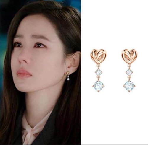 韓国 ドラマ 愛の不時着 ピアス ハート CZ ピンクゴールド 人気のサムネイル