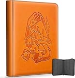 Douper Kartenordner, 9-Fach 540 Karten Sammelordner für Trading Card Games mit Seitenlade-Hüllen (Orangerot)