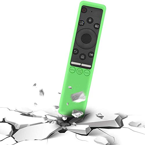 Image of Oboe Sikai Silicone Case Compatible with Samsung BN59-01312A QLED 8K 4K Smart TV Remote Shockproof Protective Remote Cover Skin-Friendly Anti-Slip Anti-Lost with Remote Loop (B-Glow in Dark Green)