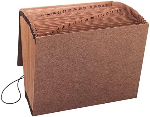 Smead TUFF Expanding File, 31 Pockets, Daily (1-31), Flap and Cord Closure, Letter Size, Redrope (70367)