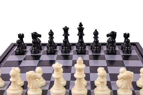 Image of RECTITUDE Magnetic Plastic Tournament Chess Pieces Only, 32 Pieces Each Chessmen Pieces, 2 Inch King Figures Chess Game Pawns Figurine Pieces Complete Set Of 32 Chess Game (Chess Pieces), Black