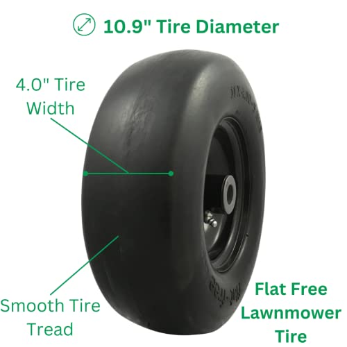 Marastar 00232-2Pk Universal Fit Flat Free 11X4.00-5 Lawnmower Tire Assembly, Black #TOP4