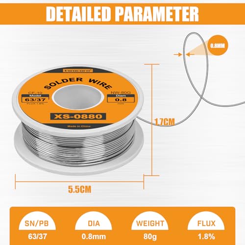 Image of 63 /37 Solder Wire, high Purity no-wash tin-Lead Rosin cored Wire with 1.8% Flux for Electric Soldering (0.8mm 80g)