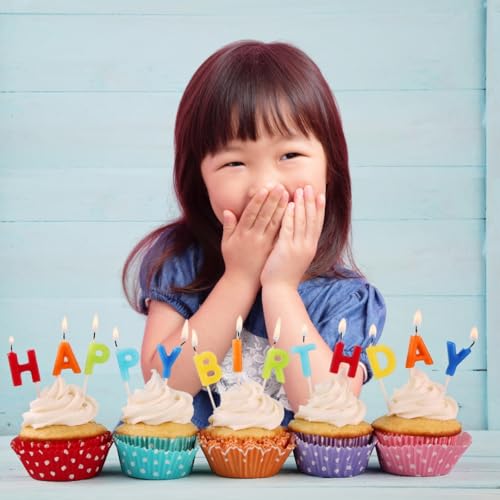 Image of Wanna Party Neon Multicolor Happy Birthday Candle for Cake (Neon Pastel)