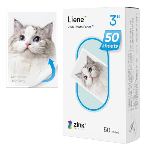Liene Zinc Photo Paper 2 x 3 Inch (Pack of 50) Compatible with Liene Pearl K100 Mini Photo Printer 50 x 76 mm Premium Photo Paper with Self-Adhesive Backing Instant Film