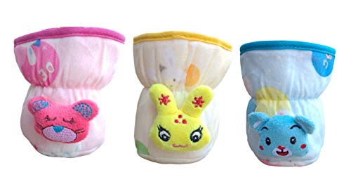 Image of Bottle Covers for Wide Neck /Broad Neck Soft Plush Stretchable Baby Feeding Bottle Cover with Strap for (125ml, 120 ml and 140 ml Feeders (Multicolour) Pack of 3)