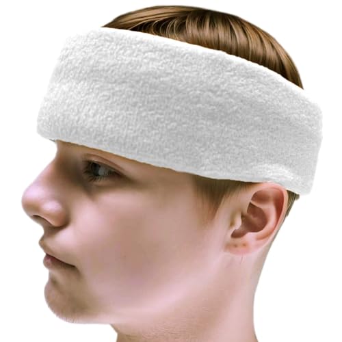 COUVER HB204 Wide, Long & Thick Sports Sweat Headband for Large Head, 1 PC, White