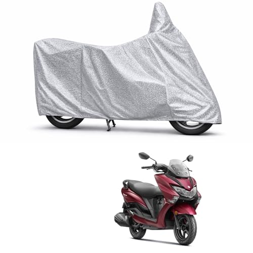 Image of 100% Waterproof Two Wheeler Body Cover Multi Layered Fabric Designed for Suzuki Burgman | Belt Buckle Lock | Silver Mag