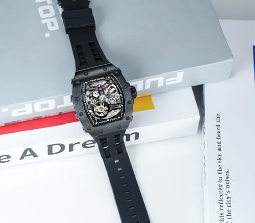Image of TSAR BOMBA Mens Luxury Watch Automatic Watches for Men 50M Waterproof Japanese Mechanical Movement Tonneau Stainless Steel Case Sapphire Glass Big Face Cool Unique Fashion Gift Men