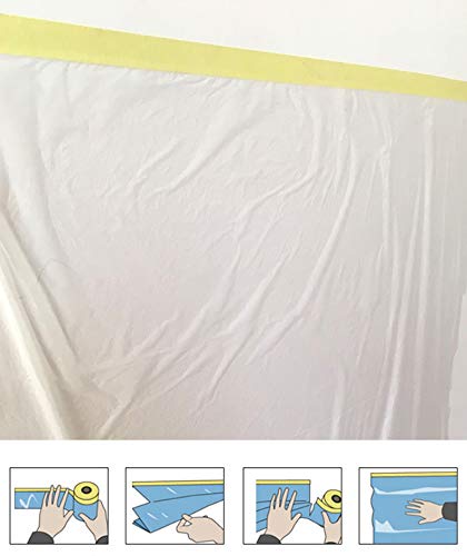 Image of Masking Film 3.6 Feet Width Paint Plastic Sheeting with 1 Role Multi-Surface Painters Tape