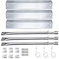 Hisencn Replacement Parts for Chargriller 5050, 3001, 5650, 3008, 3030, 4000, King Griller 5252 Grill, Stainless Steel Burner Tube, Heat Plate Tent, Ignitor for Chargriller Parts Replacement
