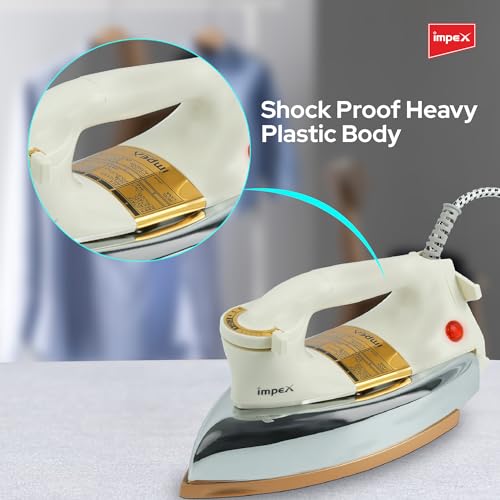 مكواة جافة اوتوماتيكية IB 201 من امبيكس: صندوق حديد شديد التحمل بقدرة 1200 واط مع ضمان 7 سنوات قرص اعدادات درجة الحرارة واغلاق تلقائي صندوق حديد ثقيل الوزن فائق الجودة مناسب لجميع الاقمشة