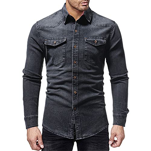 Chemise en jean noir homme confortable en coton pour l'automne