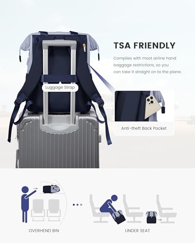 Image of LOVEVOOK Laptop Backpack for Women, 15.6 Inch Work Laptop Bag with USB Port, Fashion Teacher Nurse Backpack Purse, Waterproof Travel Computer Backpack with Organizer Bag, 2PCS, Grey Blue-Ink Blue