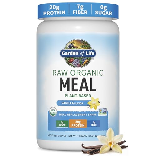 Garden of Life Meal Replacement Shakes, Raw Organic, Vanilla Protein Powder with Plant Based Pea Protein, Sprouts, Greens, Probiotics, Dairy Free 28 Servings