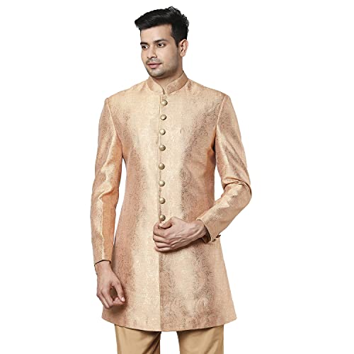Image of Ethnix Men's Poly 67% /Viscose 33% Jaquard Indowestern Jacket