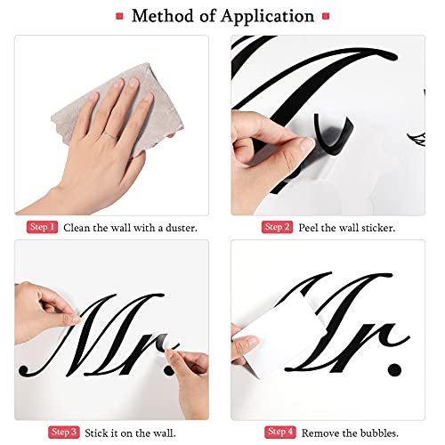 Mr. and Mrs. Wall Decals Peel and Stick Wedding Sayings Art Lettering Stickers Romantic Wedding Anniversary Decor Living Room Bedroom Home Decorations