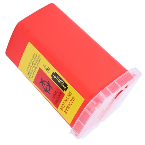 PAMINGONO Contenedor Para Cuchillas Usado Rojo Seguro y Compacto Para Peluquerías y Salones Caja Dispensadora De Plástico Para Reciclaje De Cuchillas y Desechos Punzantes