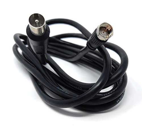 DRUT 2m RF TV Aerial Male to F Type Connector Male Plug Coaxial Coax Cable, Lead, 75 Ohm, 3C-2V 6.5ft Black Nickel Conectors - Image 2