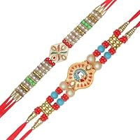 Rakhi 2'li Set Brother Için Thread Bracelet Bhai Bhabhi Bhaiya Veera Raksha Bandhan Dora Set Bracelet With Rakhee Gift Card Pack For Brother Sister Indian Traditional Raksha Bandhan Festival