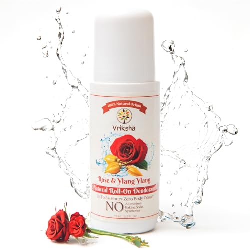 Image of 100% Natural Deodorant Roll On | 24 Hour Body Odour Protection | Rose & Ylang Ylang Essential Oils | ZERO Alcohol | For Men & Women | 75 ml