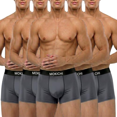 Image of Men's Ice Silk Boxer Briefs Pack of 5 | Ultra Soft Breathable Stretch Trunks | Moisture Wicking Quick Dry Men's Underwear | Comfortable Mid Rise Anti Chafing Innerwear