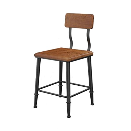 ZHJ Solid Wood Backrest Chair Industrial Wind Restaurant Bar Stool Iron Leisure Chair Creative Stool stool