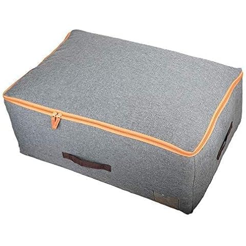 Qozary Underbed Storage Bags, 105L Duvet Storage Bag with Zips, Large Storage Bags for Clothes, Bedding, Quilt, Blankets, Moving, Made of Better, Comfortable and No-Smell Fabric (Grey, 105L) Cover