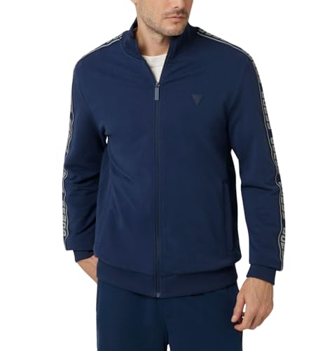 Guess Full Zip New Arlo Sweatshirt Maillot de survêtement, Soie Bleu, Medium Homme