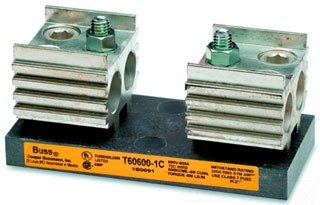 Bloc Fusible Bussmann T60100-1C Classe T - 1 Pôle, 600V, 100A, 200kAIC, Câble 2/0 AWG, Neuf