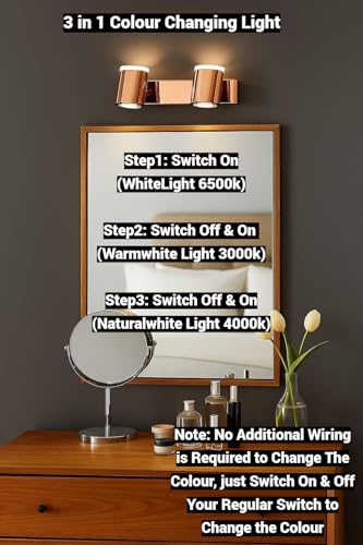 Image of FILLISKA 3 in 1 Double Wall spot /Picture /Display /Mirror Light with Adjustable Head and Colour Changing Function (RoseGold-6523)(1 Year Warranty)