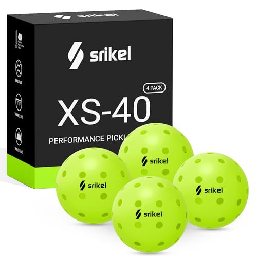 Srikel (スリケル) アウトドア ピックルボール - USAPA承認、シームレスなロト成形デザインで丈夫、4パック/12個パック、ひび割れに強い40穴ピクルスボール 初心者中級プロプレーヤー用