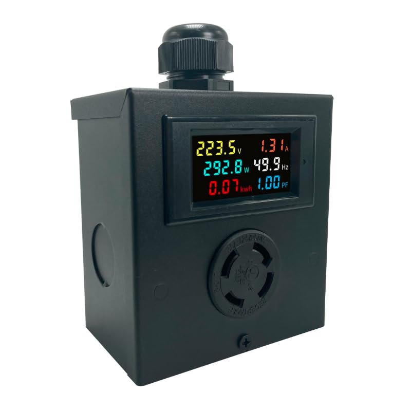 L14-30 Outlet Meter Box Installation Kit Assembly Required for Custom Application w/Box, Recepticle, LCD Meter, Screws, Cable Gland 120-240v Ampmeter, Voltmeter, Monitor Energy Usage