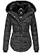 Produktbild Marikoo Damen Winter Jacke Herbst Stepp Kurz Parka warm Teddyfell gefüttert Lotusblüte 6 Farben Camouflage XS - XXL (L, Schwarz)