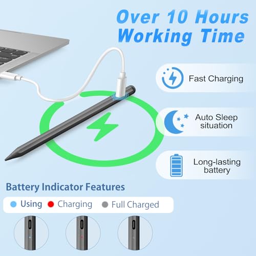 Image of 2 Pack Stylus Pen for iPad Apple:Fast Charge for iPad Pencil Apple Pen with Palm Rejection Tilt Sensitivity - Pen for iPad 10 /9 /8 /7 /6, iPad Pro 12.9 inch /11 inch /13 inch M4, iPad Mini 6 /5, iPad Air 5 /4 /3 /M2 Black