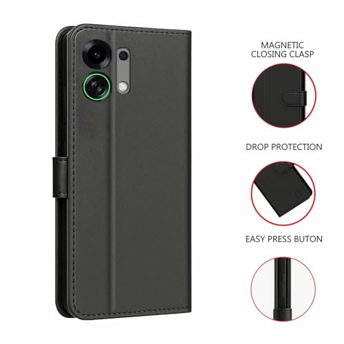 Image of AIBEX Shock Proof Flip Compatible for Oppo K13 Turbo 5G / Oppo K13 Turbo Pro 5G Flip Cover Leather Finish | Inside TPU with Card Pockets | Wallet Stand | Complete Protection Flip Case- Black