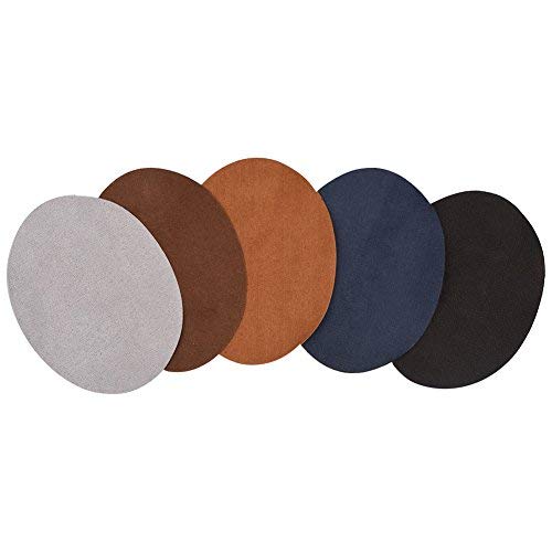 10 Pz Toppe gomiti, 1Pack Toppe ginocchio gomito 3,78 x 5,04 pollici patch patch in pelle PU di forma ovale applique ginocchio gomito per pantaloni giacca cappotto jeans