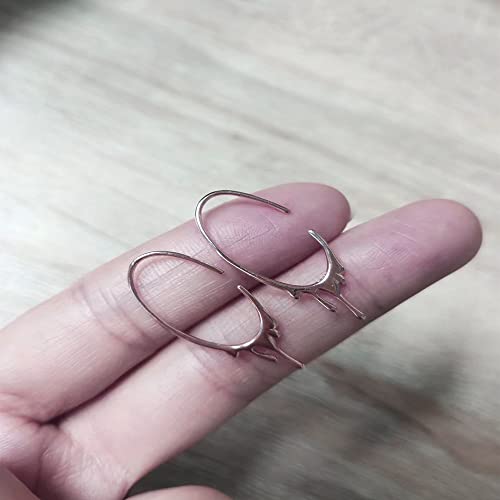Rose Gold Tapered Drop Dangle Open Small Hoop Earrings For Women Girl 925 Sterling Silver Hypoallergenic Waterdrop C Shaped Huggie Hoops Lightweight Minimalist Earring Unique Upside Down Mother's Day Jewelry Gifts #TOP2