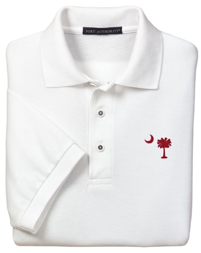 White Embroidered Palmetto Moon Polo Shirt