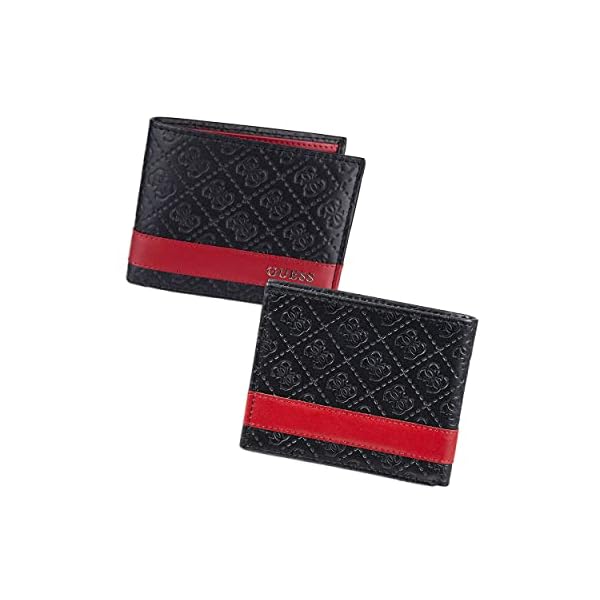 GUESS Men's Mesa Id Bi-Fold Wallet, Black/Red, One Size - Image 3