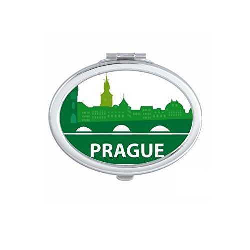 Miroir de poche Prague vert portable pour retouches maquillage en voyage
