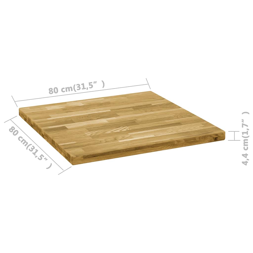Mobili,Accessori da tavolo,Piani d'appoggio,Piano d'appoggio in legno di quercia massello quadrato 44 mm 80x80 cm