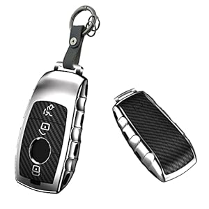 Gleamydot Sleutelhanger cover compatibel met sleutelhanger Mercedes Benz A C E S G R klasse CLA GLA GLC GLE GLK GLS SLK AMC auto-accessoires geschenken voor mannen (met sleutelhanger) (E-zilver)