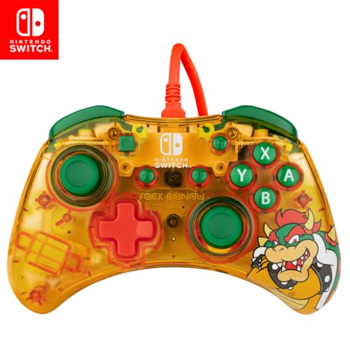 PDP Rock Candy Wired Gaming Switch Pro Controller - Official License Nintendo - OLED/Lite Compatible - Compact, Durable Travel Controller - Bowser