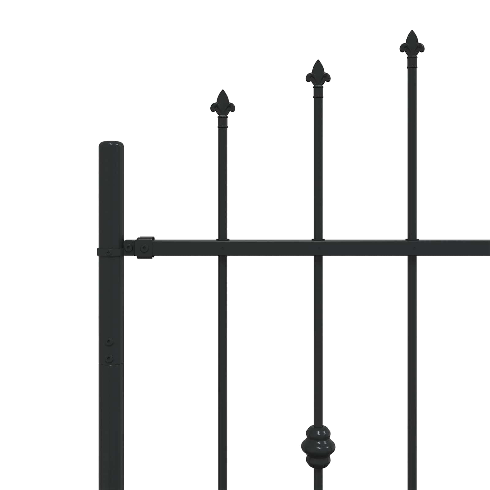 Spießzaun Asten Schwarz 200 x 130 cm Pulverbeschichteter Stahl Zaunelement Gartenzaun Sichtschutz mit Speerspitze Wetterbeständig Langlebig für Terrasse und Vorgarten