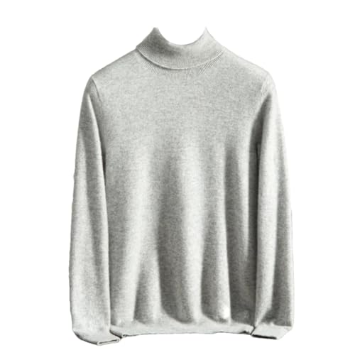 Mens 100% Cashmere Semi Turtleneck Knitted Pullover Solid Color Basic Sweater Long Sleeves Sweater