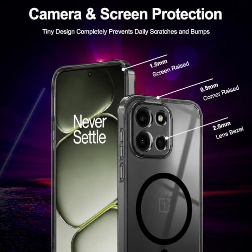 Image of Elzzi Anti Scratch Semi Translucent Cover for Oneplus Nord 6 Case, Premium PC + TPU Magnetic Phone Cases Drop Proof, Compatible with Magsafe Slim Never Yellowing Shockproof